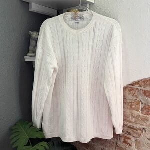 Vintage 1990's White Cable Knit Long Sleeve Sweater from Nuggets